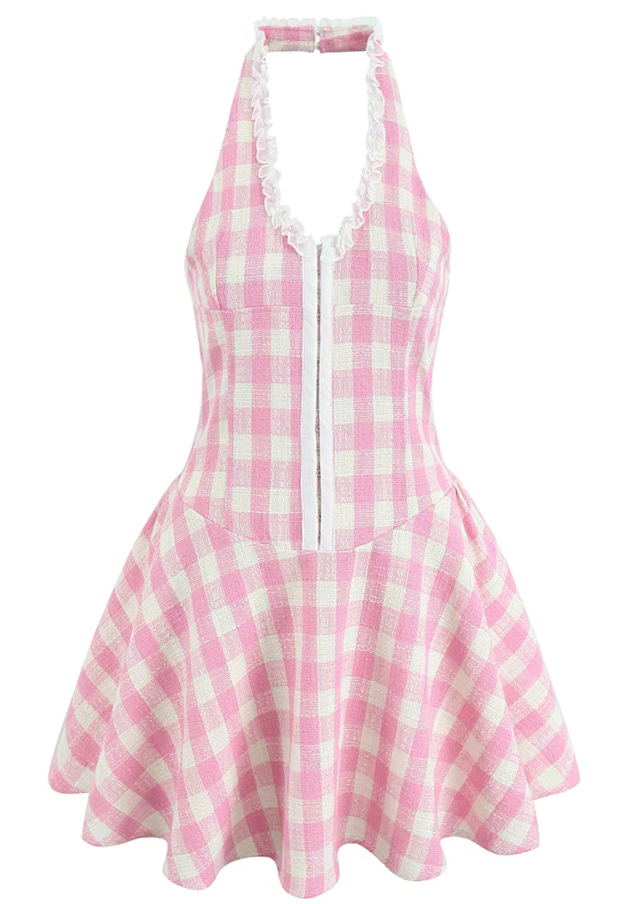 marbelle pink mini dress LANA PLAID MINI DRESS – Shop Marbelle