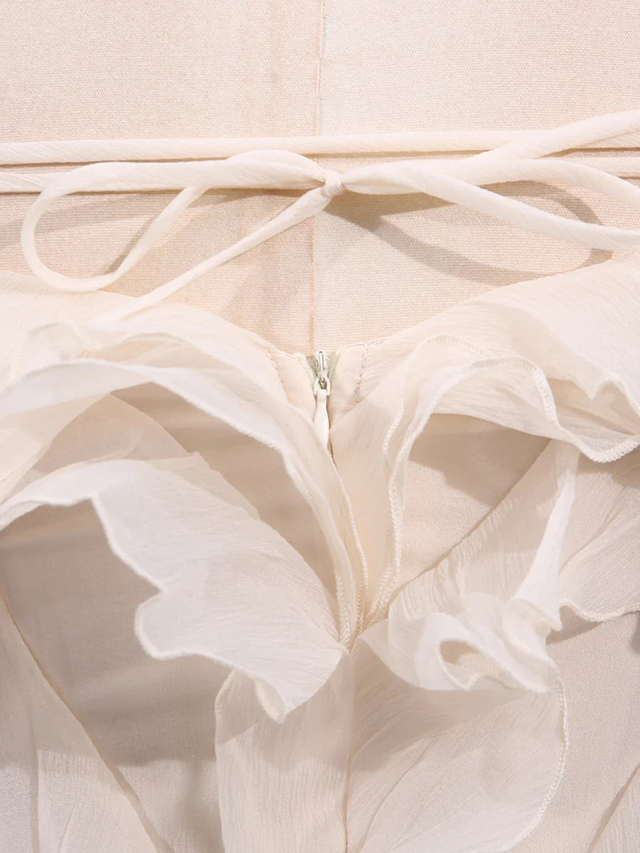 MILANO RUFFLE MINI DRESS CHAMPAGNE