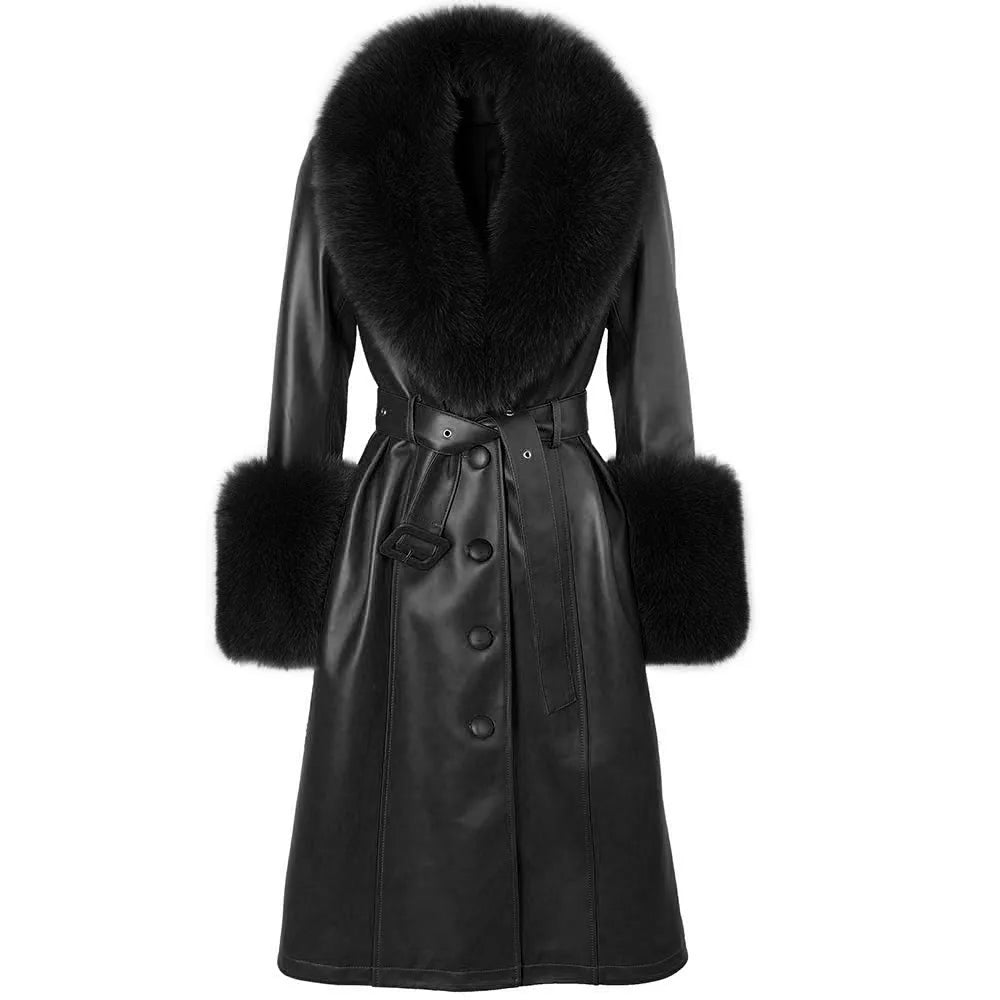 MARGOT FOX FUR LEATHER TRENCH COAT