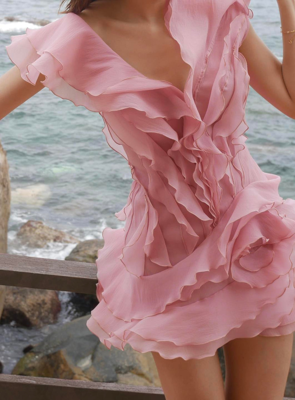 MILANO RUFFLE MINI DRESS PINK