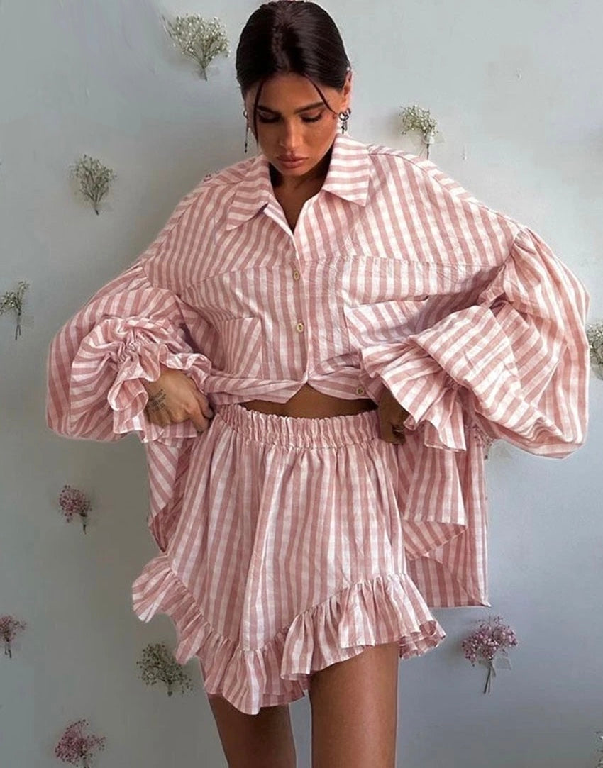 METJU PLAID TWO PIECE SET