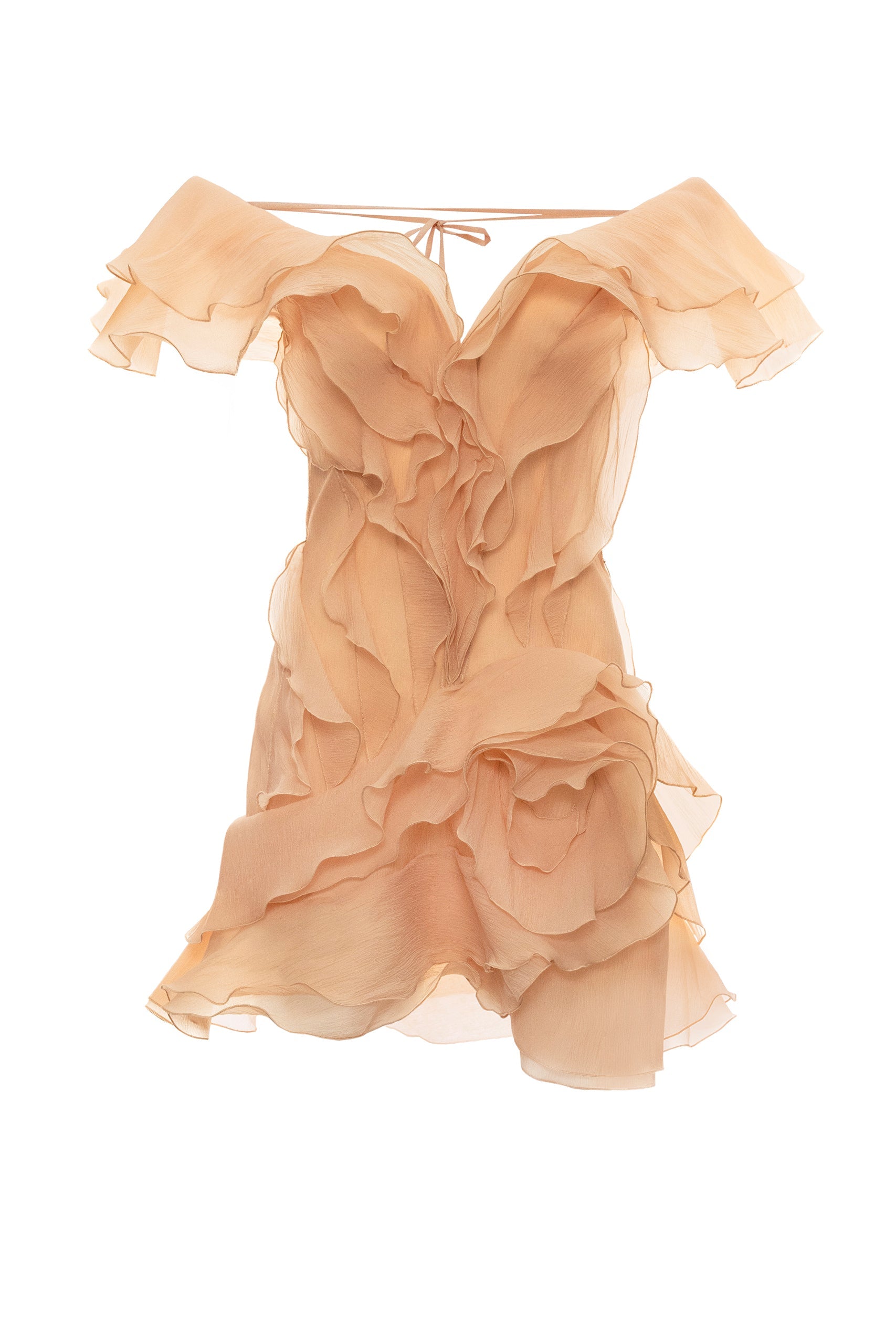 MILANO RUFFLE MINI DRESS APRICOT