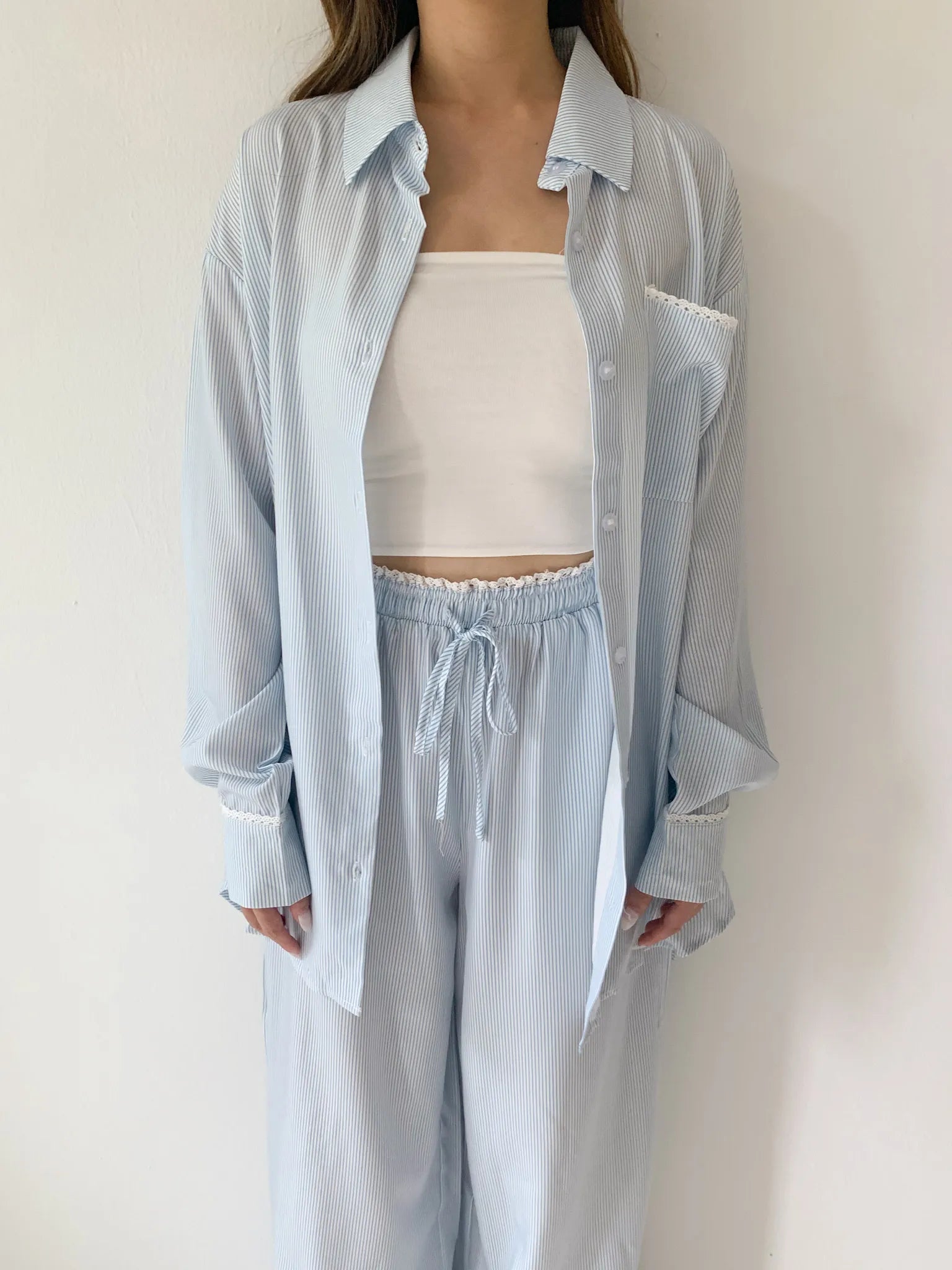 SOLENE STRIPED TWO PIECE SET BLUE