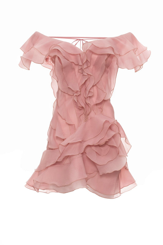 MILANO RUFFLE MINI DRESS PINK