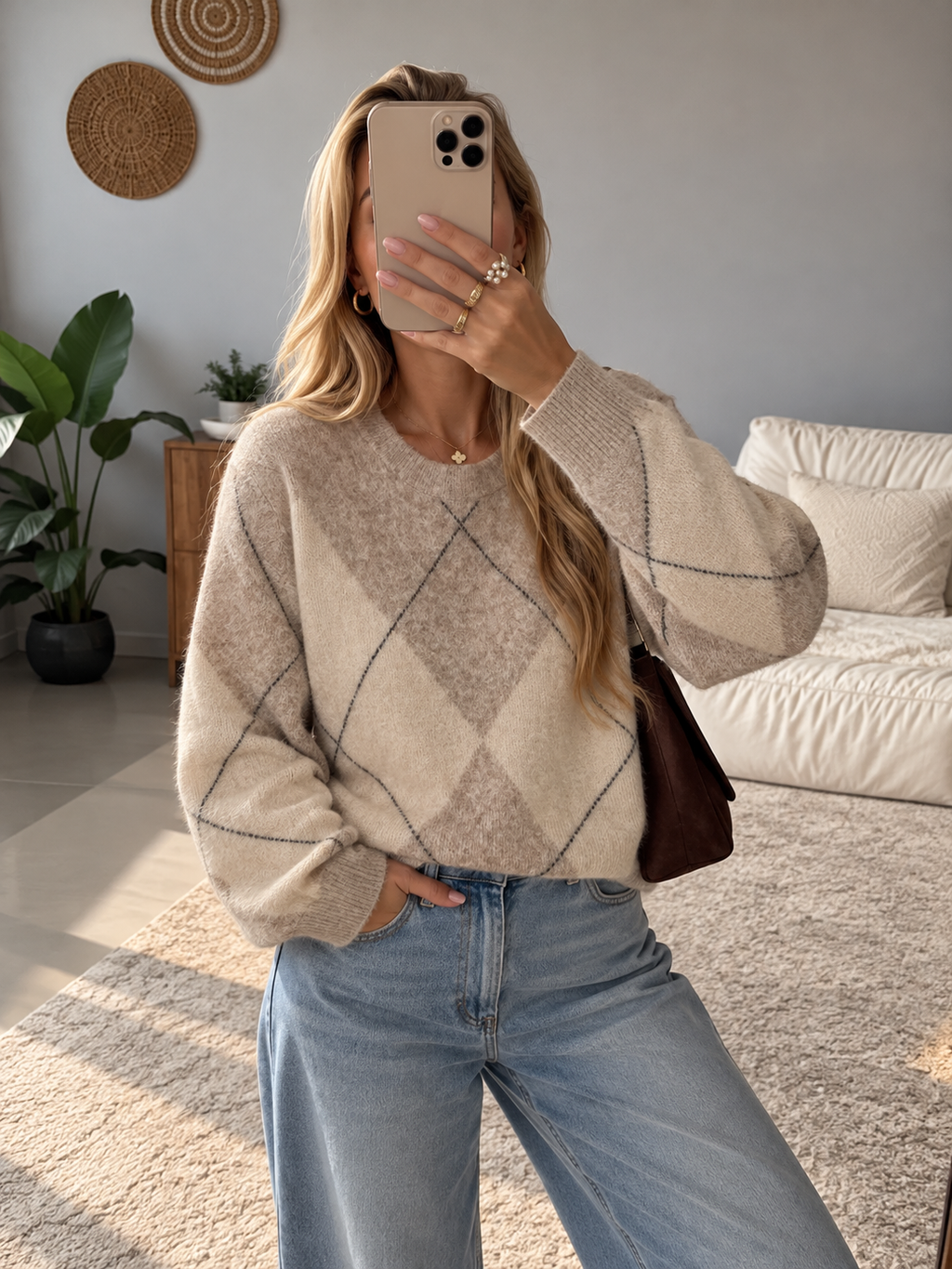 Aspen Argyle Knit Sweater