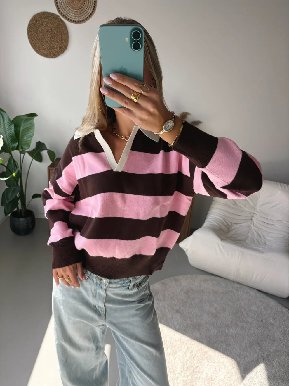 Maia Polo Striped Sweater