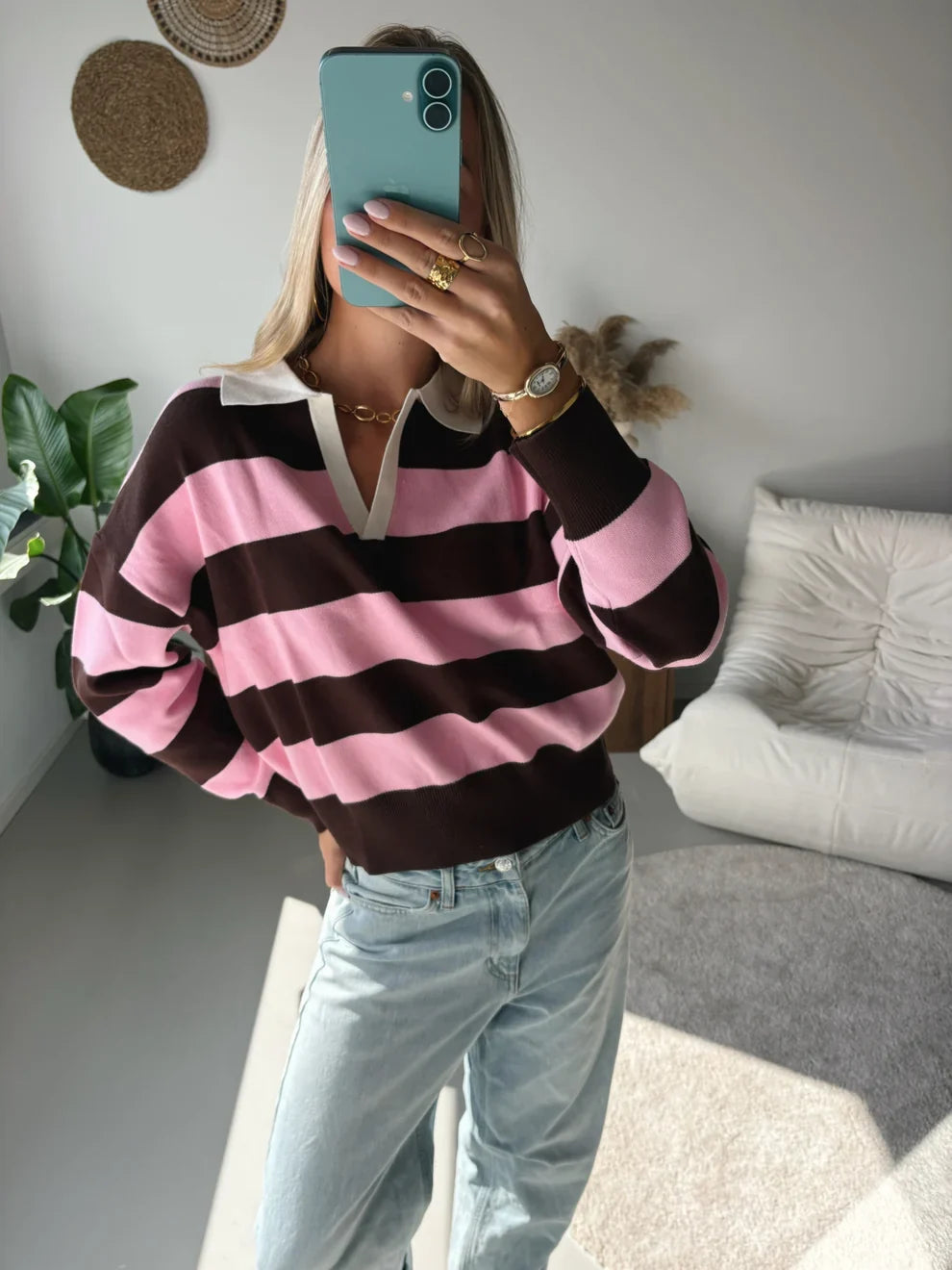 Maia Polo Striped Sweater