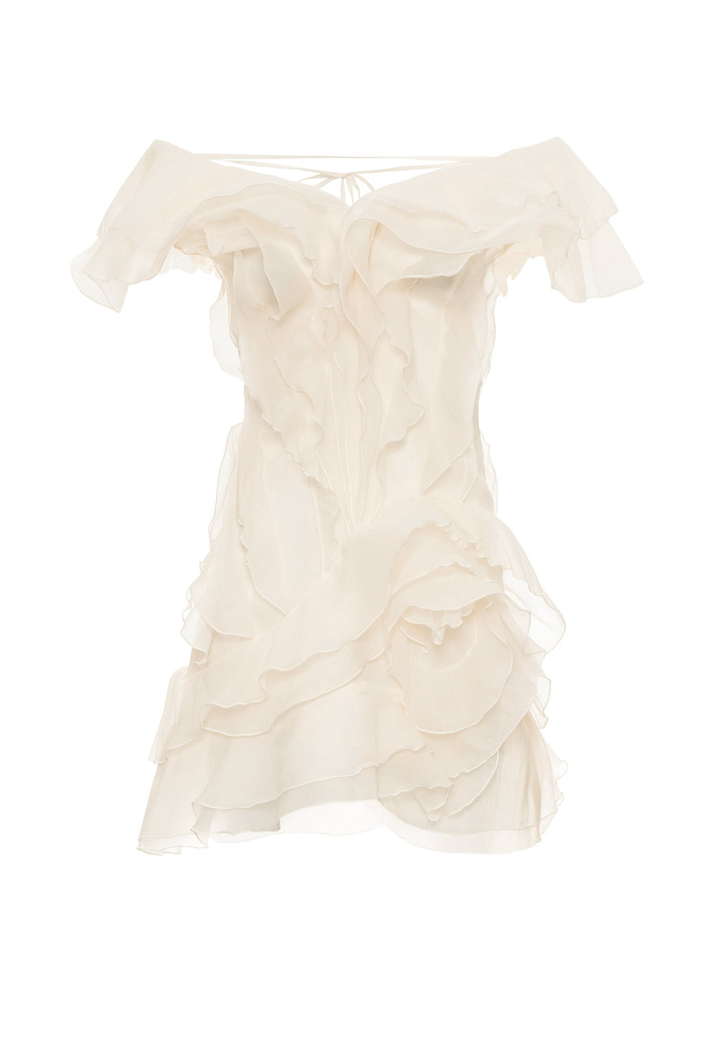 MILANO RUFFLE MINI DRESS CHAMPAGNE