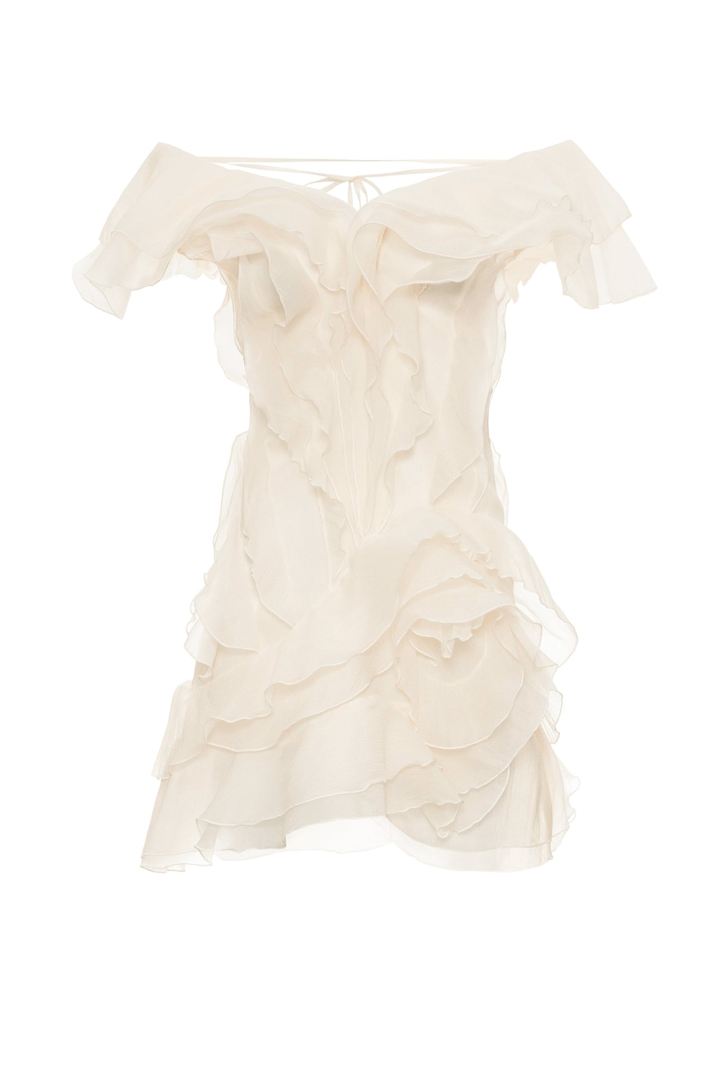MILANO RUFFLE MINI DRESS CHAMPAGNE