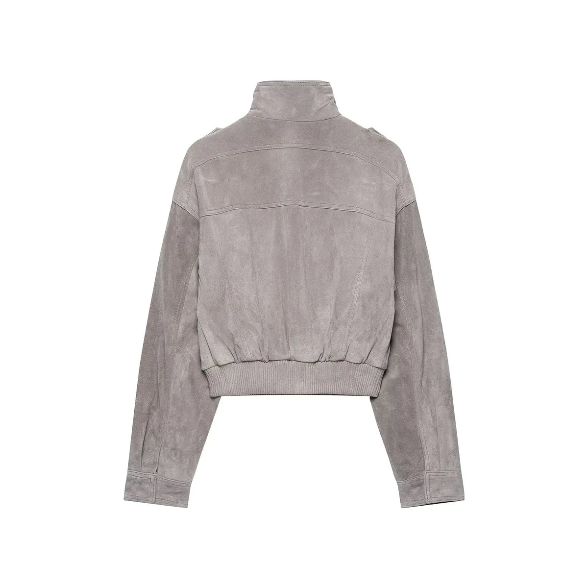 Hannah Cropped Suede Bomber Jacket