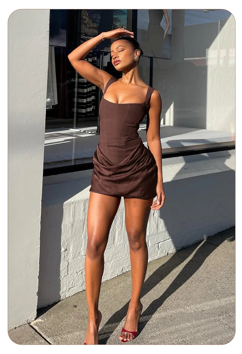 HADLEE CORSET RUCHED MINI DRESS