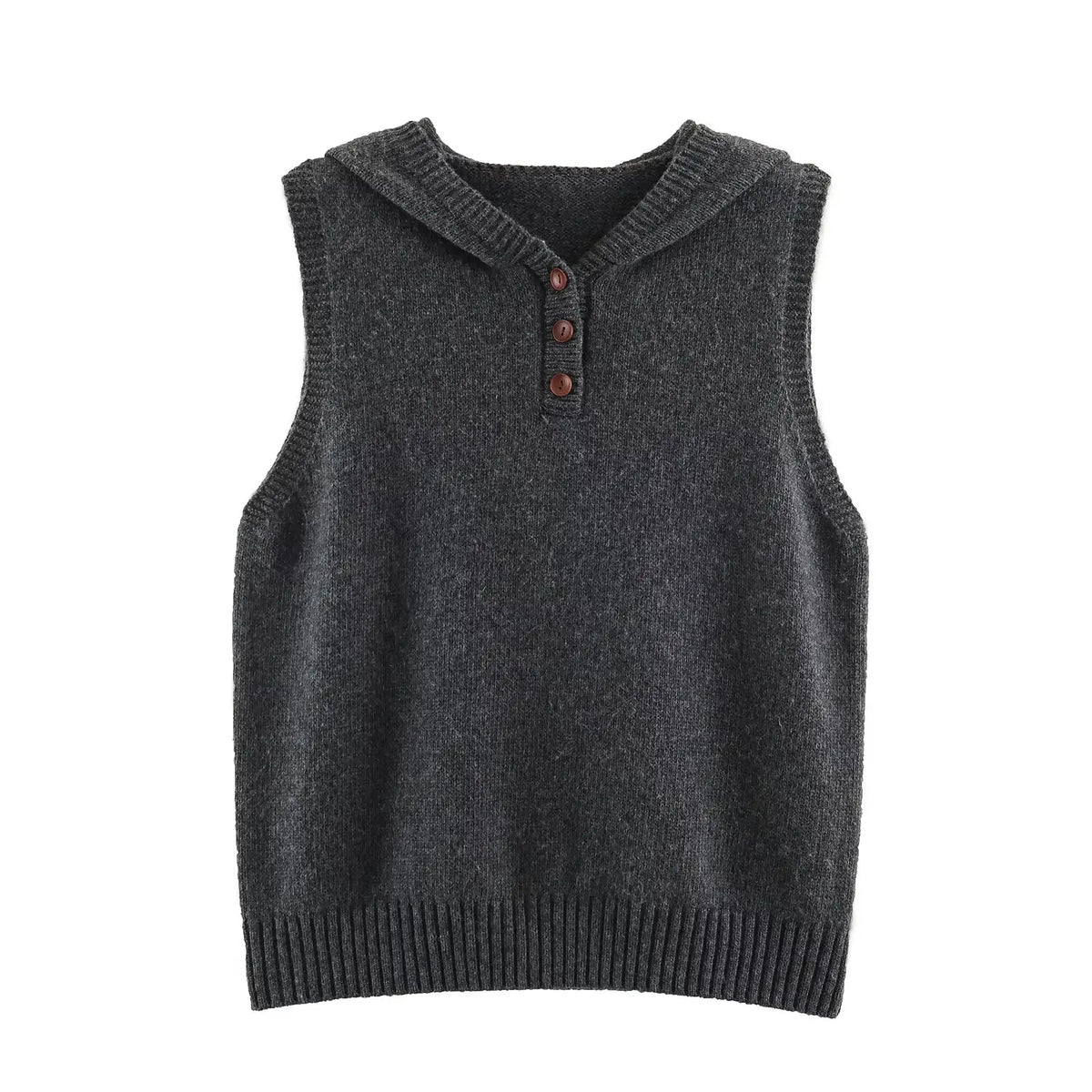 Anna Vintage Casual Hooded Knit Vest