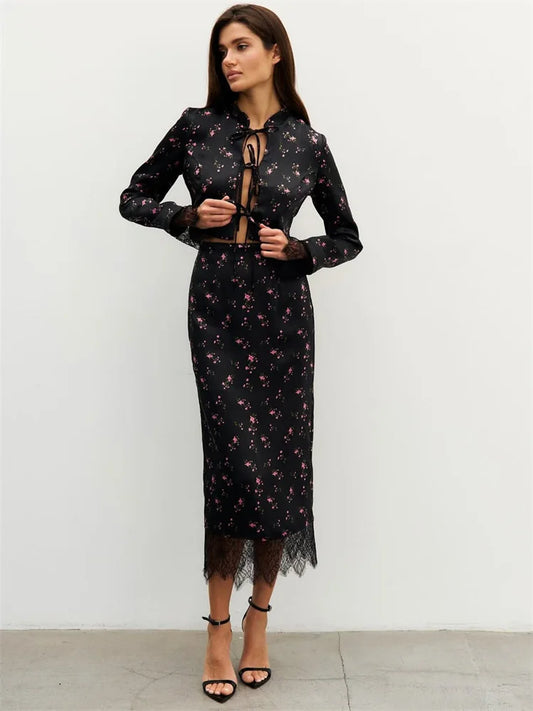 ROUZI LACE UP MIDI DRESS