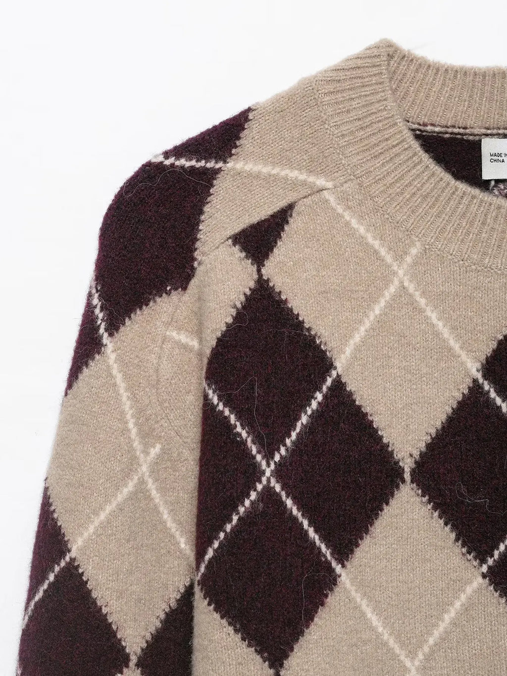 Maida Argyle Knit Crewneck Sweater