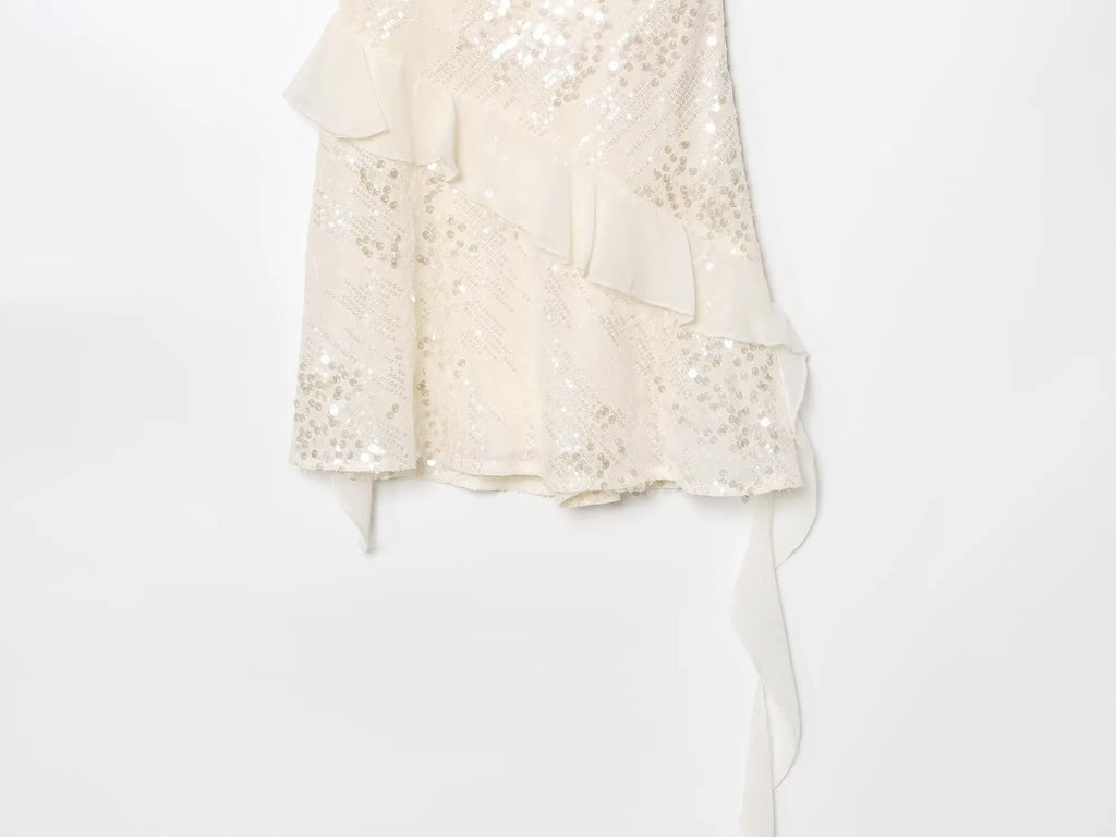 LELI SEQUIN RUFFLE MINI DRESS