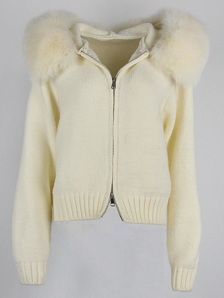 ANAES FOX FUR CARDIGAN JACKET