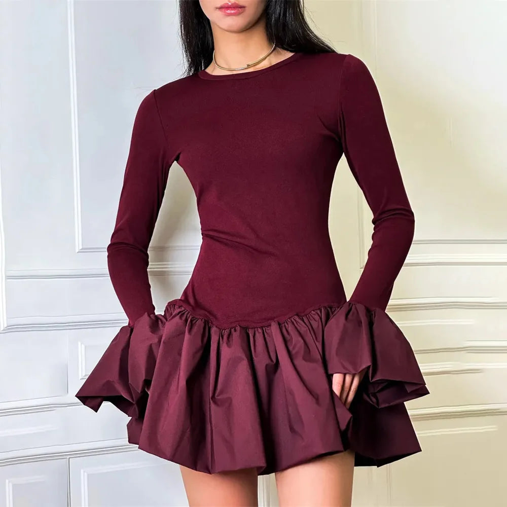 GOCI RUFFLED MINI DRESS