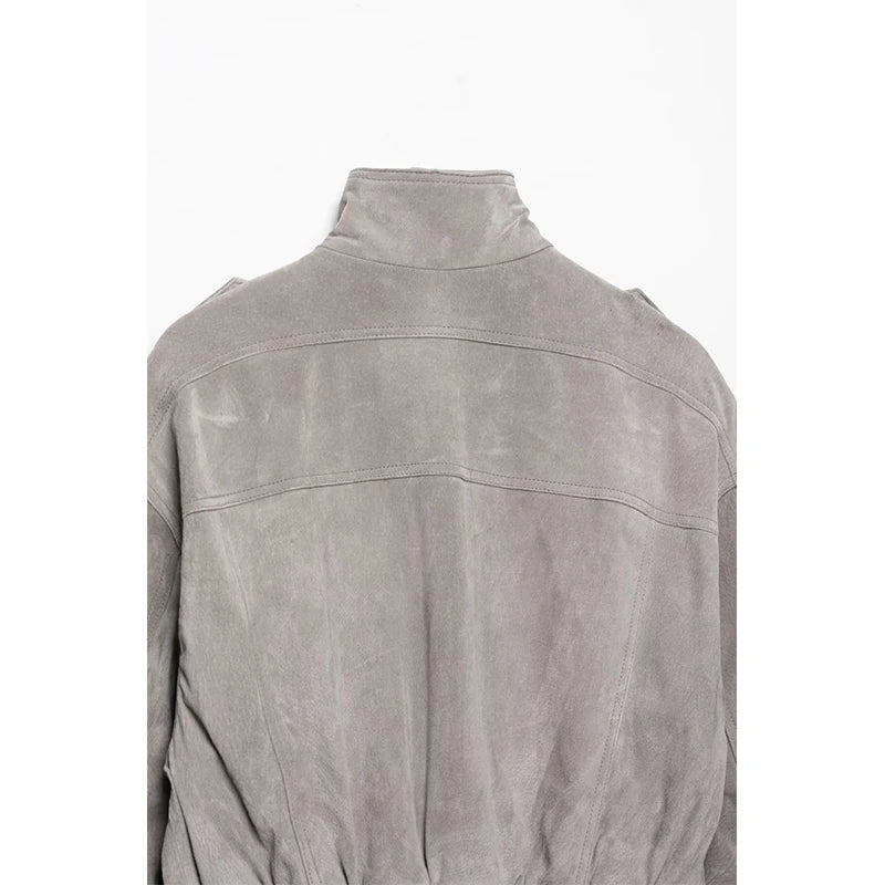 Hannah Cropped Suede Bomber Jacket