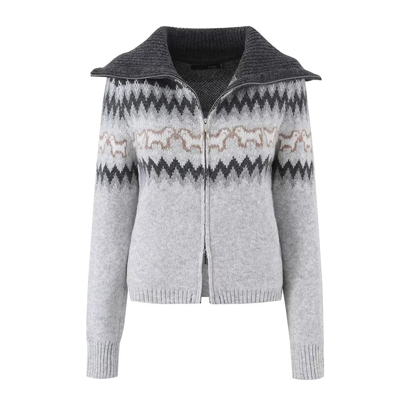 Aurora Nordic Fair Isle Zip-Up Cardigan