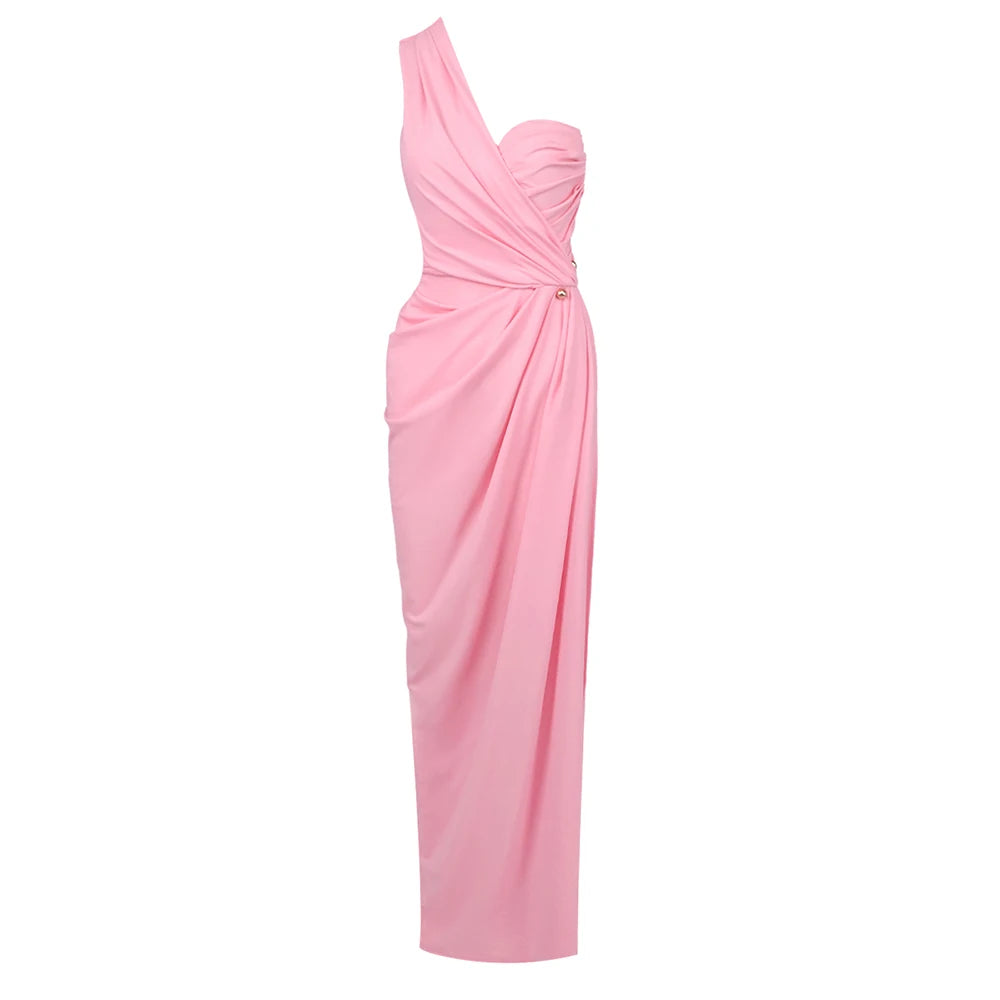 EUGENIE ONE SHOULDER DRAPED DRESS