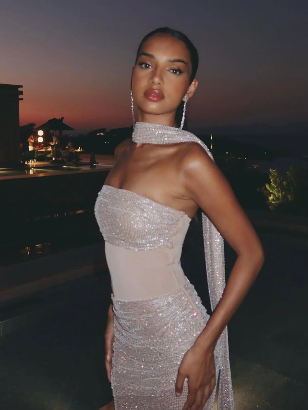 NADIA CRYSTAL MESH DRESS