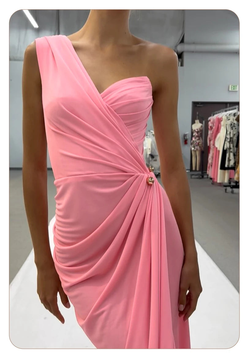 EUGENIE ONE SHOULDER DRAPED DRESS