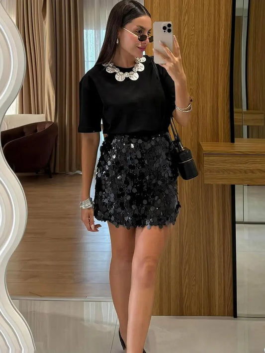 AZIEL SEQUIN MINI SKIRT