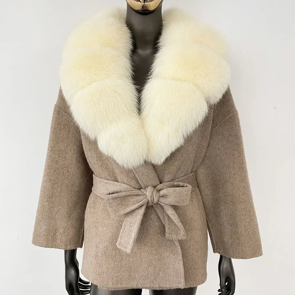 LOLA WOOL BLEND FOX FUR COAT