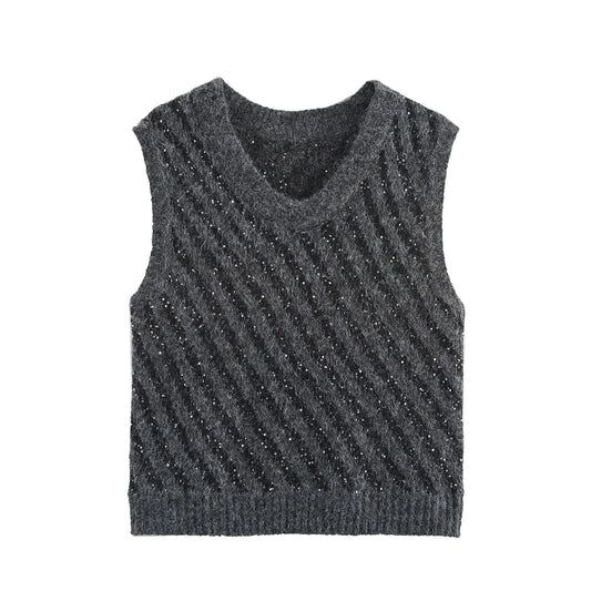 SEQUIN KNITTED SWEATER VEST