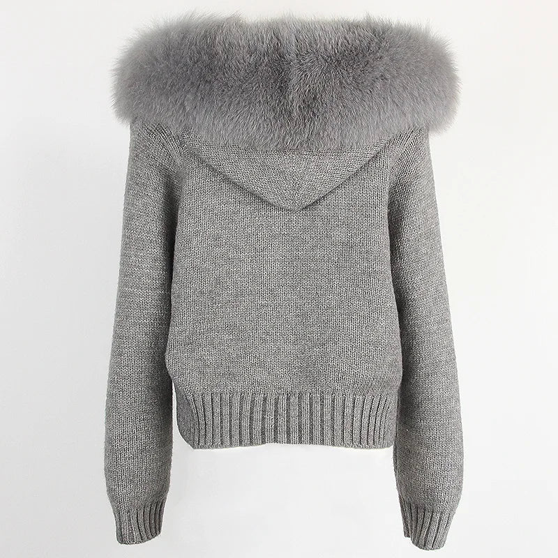 ANAES FOX FUR CARDIGAN JACKET