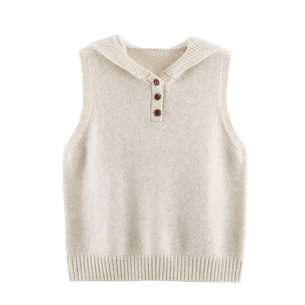 Anna Vintage Casual Hooded Knit Vest