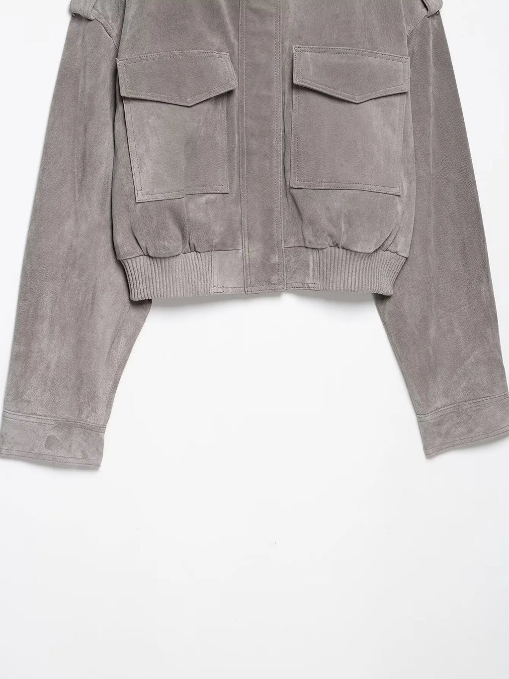 Hannah Cropped Suede Bomber Jacket