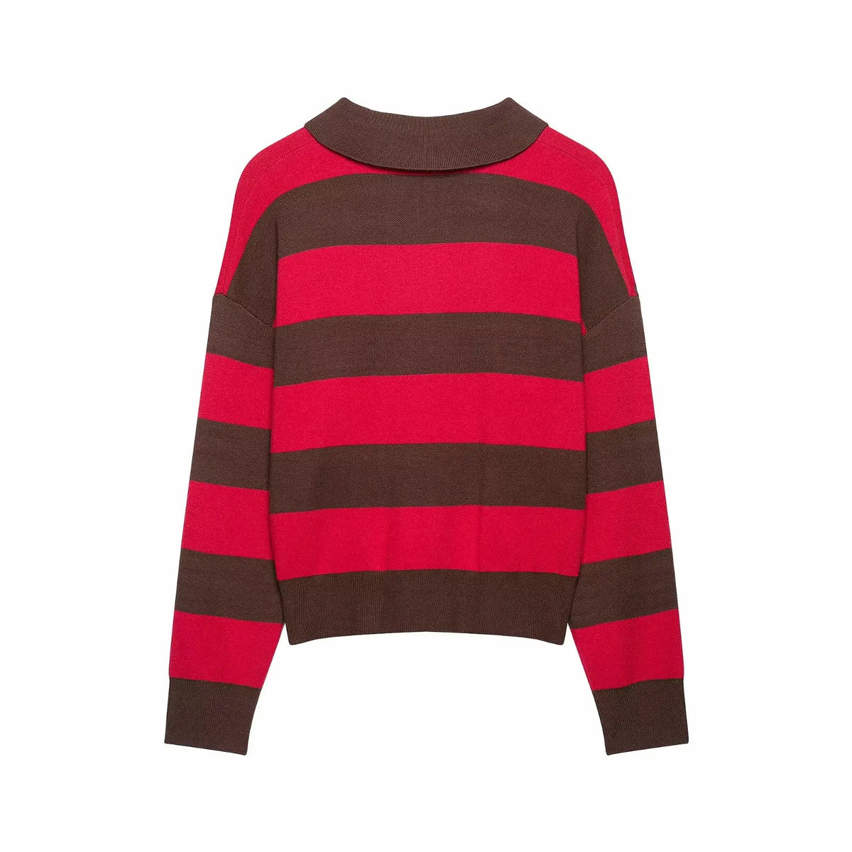 Joelene Striped Polo Collar Knit Sweater