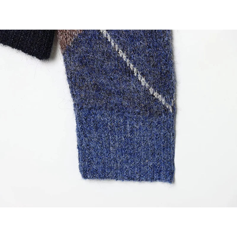 Alene Oversized Argyle Knit Sweater