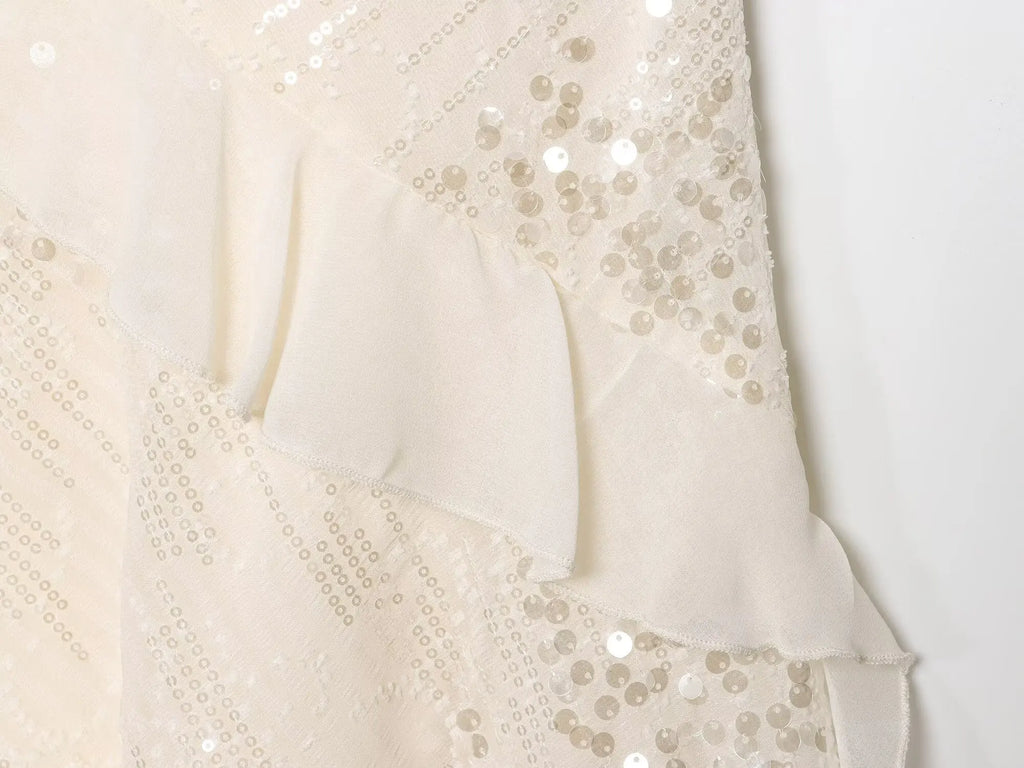 LELI SEQUIN RUFFLE MINI DRESS