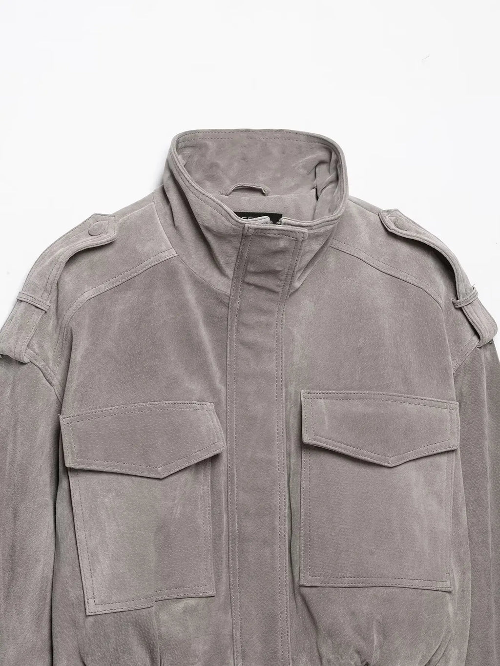 Hannah Cropped Suede Bomber Jacket