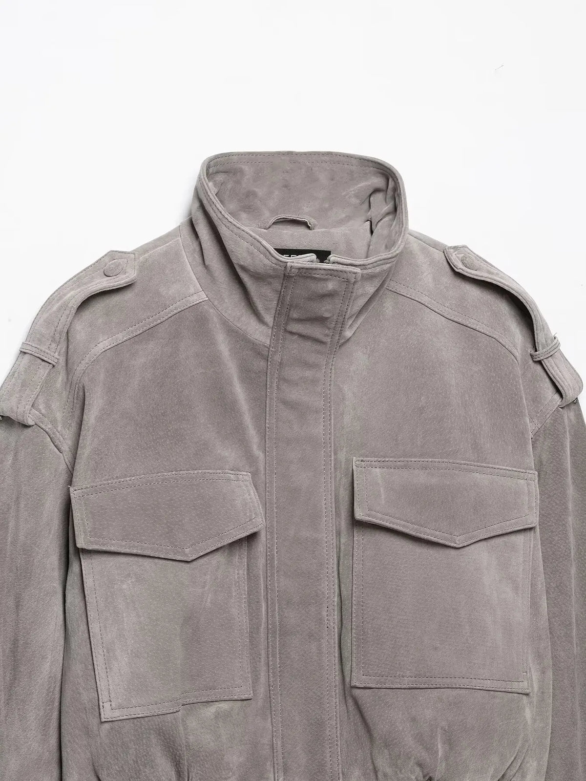 Hannah Cropped Suede Bomber Jacket