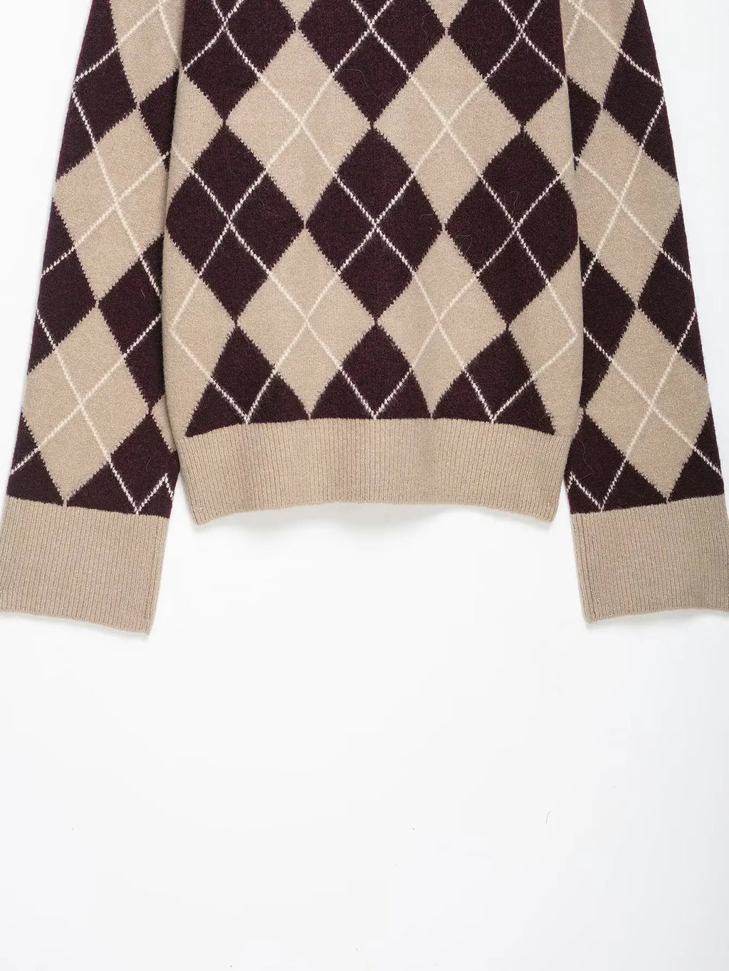 Maida Argyle Knit Crewneck Sweater