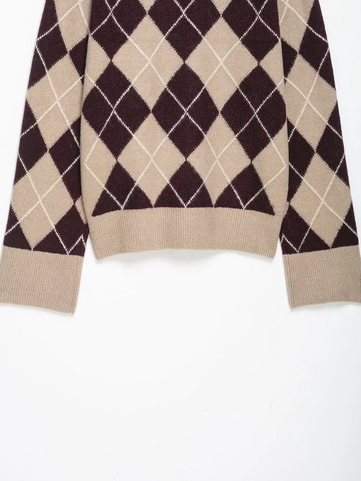 Maida Argyle Knit Crewneck Sweater