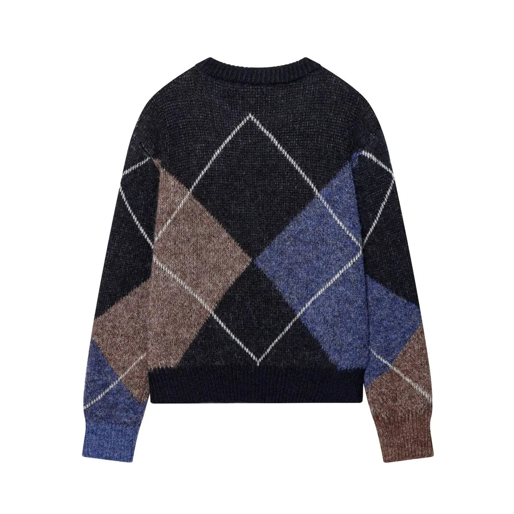 Alene Oversized Argyle Knit Sweater