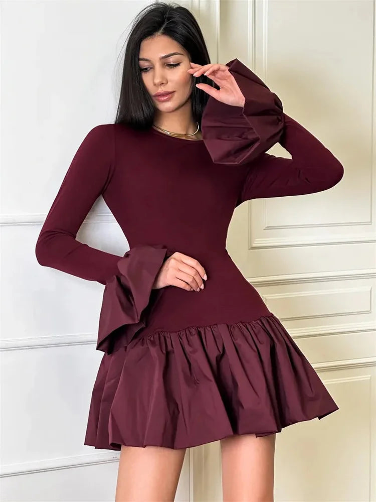 GOCI RUFFLED MINI DRESS