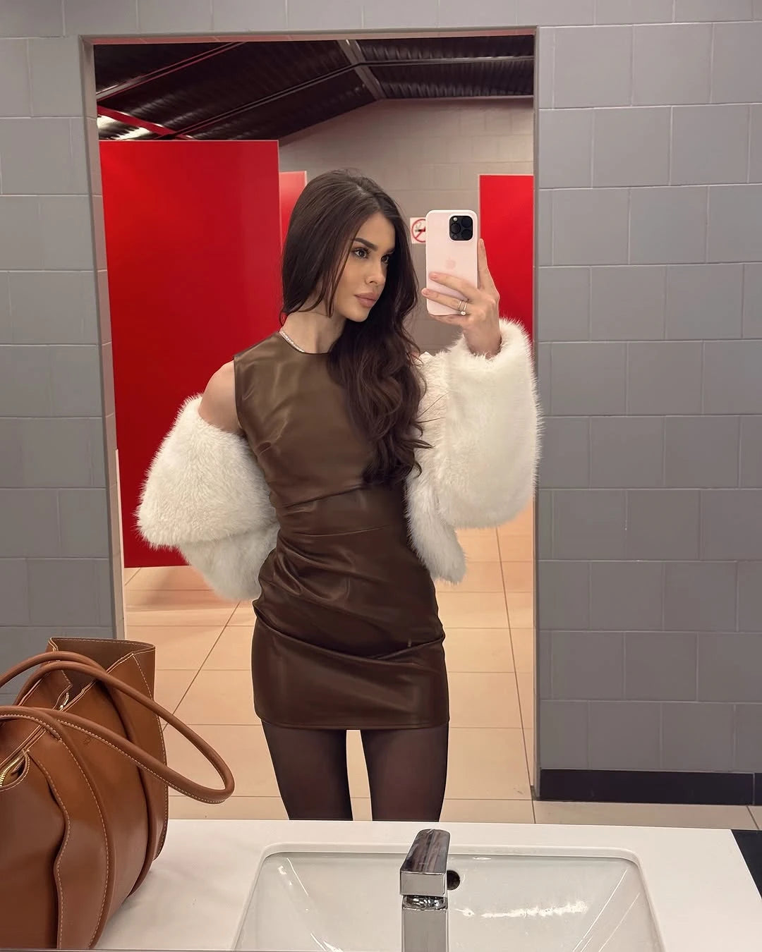 HANNA FAUX LEATHER DRESS