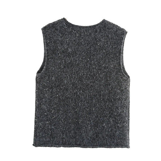 V-NECK KNITTED SWEATER VEST