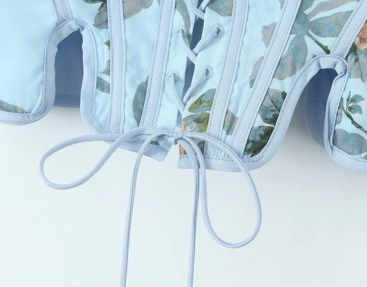 PENY FLORAL LACE UP TOP