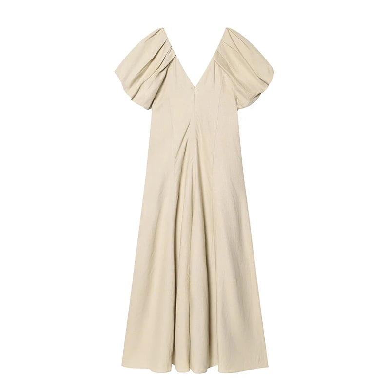 MIRELA PUFF SLEEVE MIDI DRESS
