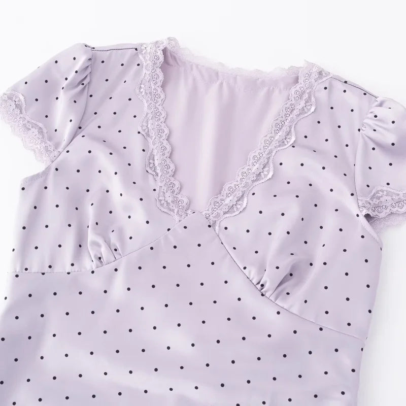 CHARIS POLKA DOT MIDI DRESS LILAC
