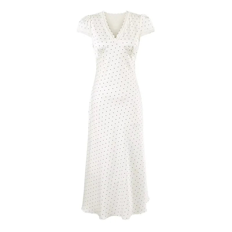 CHARIS POLKA DOT MIDI DRESS WHITE