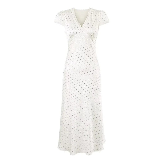 CHARIS POLKA DOT MIDI DRESS WHITE