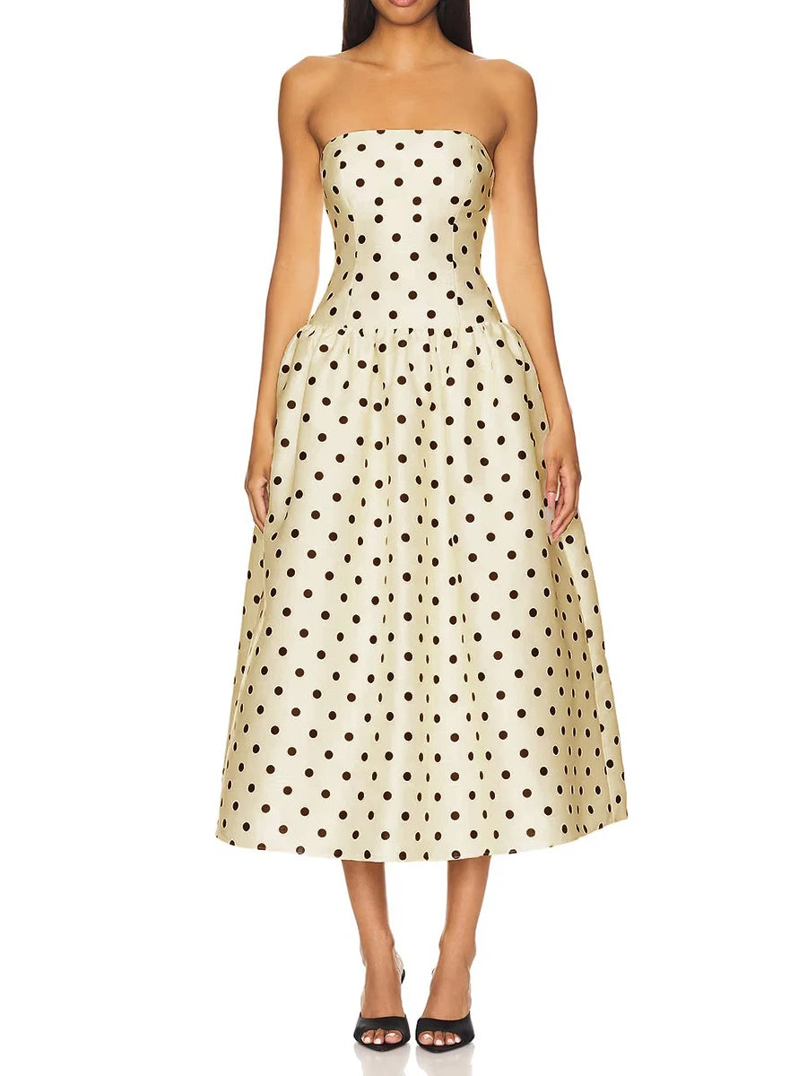 LANA POLKA DOT MIDI DRESS