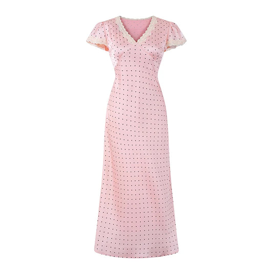 CHARIS POLKA DOT MIDI DRESS PINK